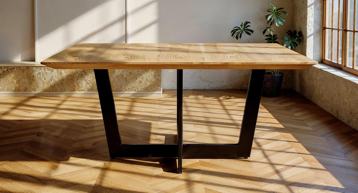 ESSTISCH Quadratisch Holz Metallgestell Designer ZERANI, Beige 140x140x76,5 cm - Beige/Schwarz, Holz/Metall (140/140/77cm) - KADIMA DESIGN