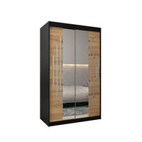 SCHWEBETÜRENSCHRANK 200/120/62 2-türig - Silberfarben/Schwarz, Holz/Kunststoff (120/200/62cm) - Abiks Möbel