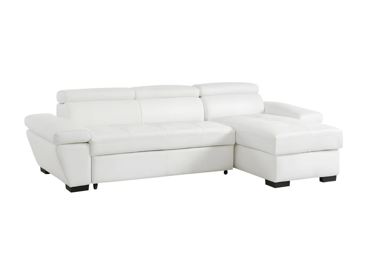 ECKSOFA Leder mit Schlaffunktion - Ecke Rechts - Weiß - JONOVA - Weiß, Leder (154/256cm) - Vente-Unique