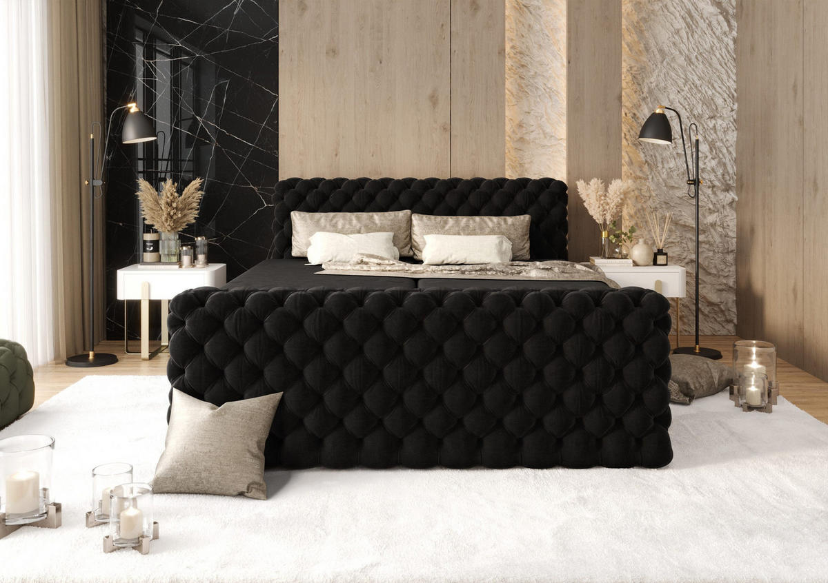 BOXBETT The Big One Figo Schwarz 200x220 cm - Schwarz, Textil (200/220cm) - B&B Home