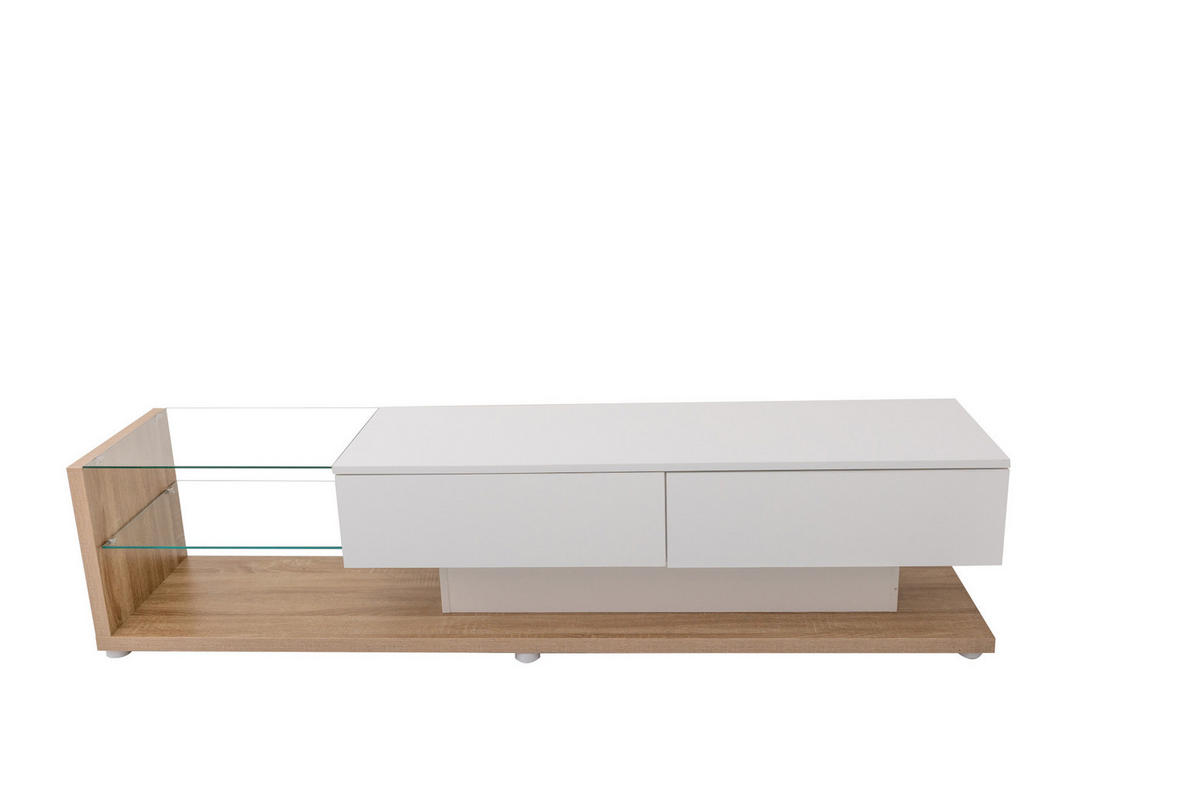 TV-LOWBOARD 170/36/38 cm mit 2 Schubladen und LED-Beleuchtung - Weiß, Holzwerkstoff (170/38/36cm) - BEAOK