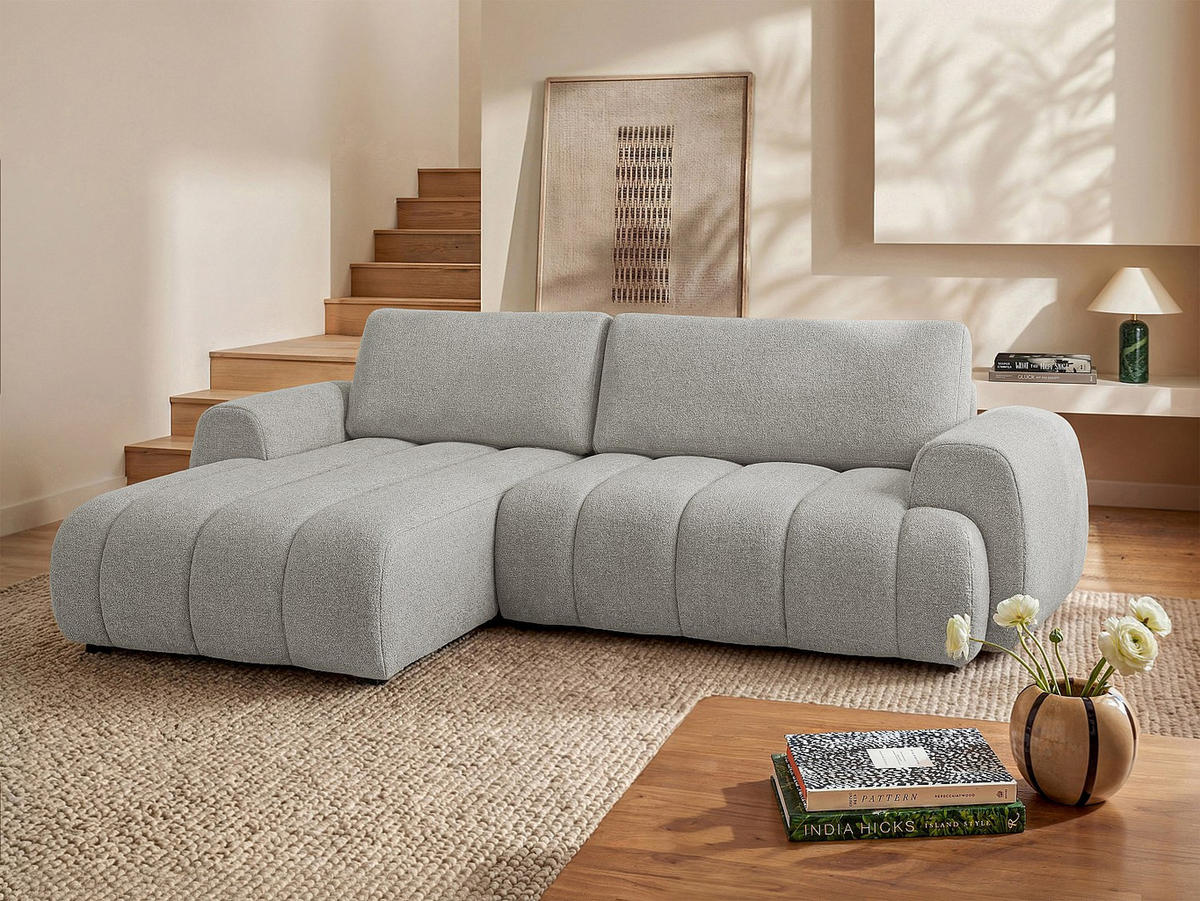 SCHLAFSOFA - 4 Personen-Sitzer - Stoff - Hellgrau - - Hellgrau, Textil (272/81/168cm) - Vente-Unique
