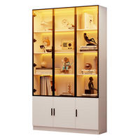 HOCHSCHRANK aus MDF 120x32x200cm in Weiß mit LED & Glastüren - Weiß, Holzwerkstoff (120/200/32cm) - Modfu