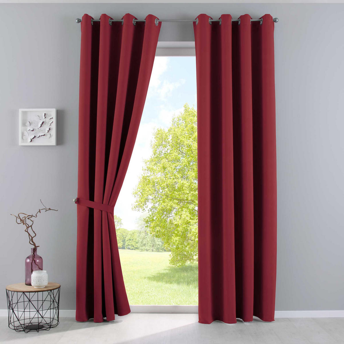 VORHANG »NEW YORK« HxB 160x140 cm Bordeaux - Bordeaux, Textil (140/160cm) - Gardinenbox
