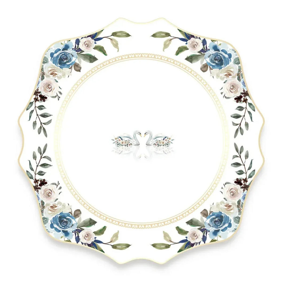 TELLERSET Blumengeschirr Bone China Weiß Gold 4tlg Ø30 Ø27 Ø20 Ø16 c - Roségold/Goldfarben, Keramik (30/2/2cm) - Quality Elegance