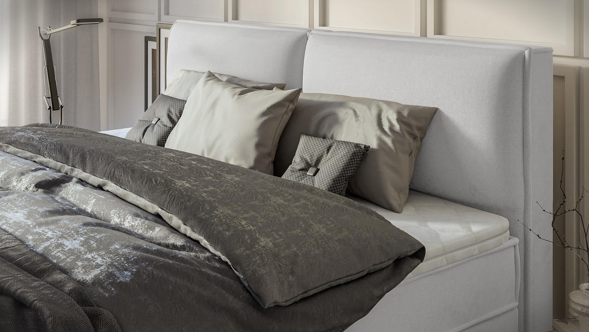 BOXBETT Eclipse 200/200 cm Silber Luxusmicrofaser - Silberfarben/Schwarz, Holz/Kunststoff (200/200cm) - S-Style Möbel