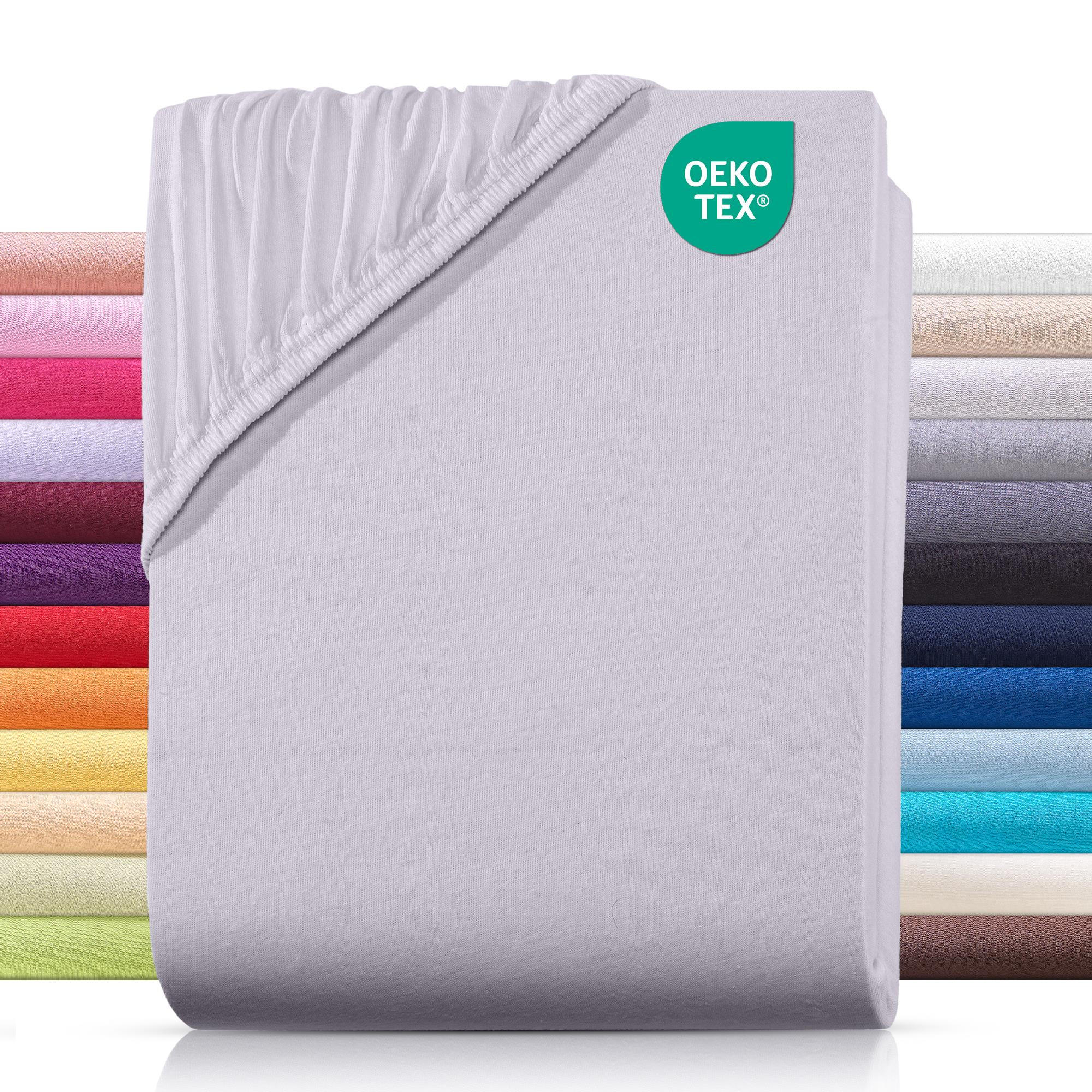 JERSEY-SPANNBETTLAKEN 120x200 cm aus 100% Baumwolle, Bettlaken Silber Uni - Silberfarben, Textil (120/200cm) - Carpe Sonno