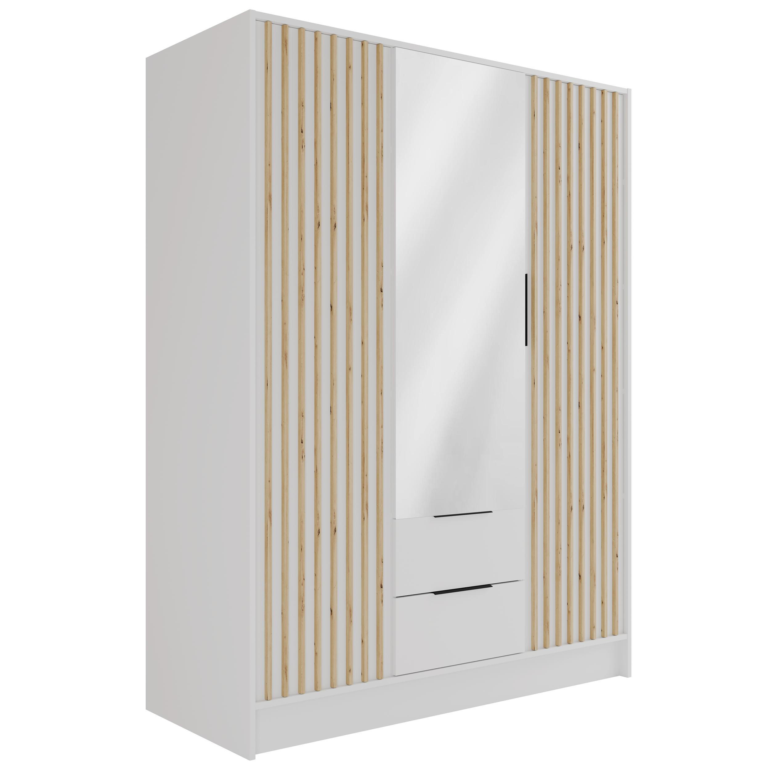 KLEIDERSCHRANK NELIA - 150 cm - Weiß/Eiche Artisan, Holzwerkstoff (150/200/51cm) - ALTDECOR