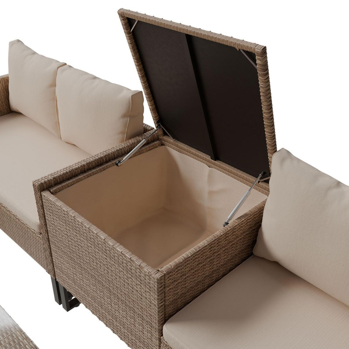 LOUNGEGARNITUR Santorini creme / sand - Beige, Kunststoff/Metall - Juskys