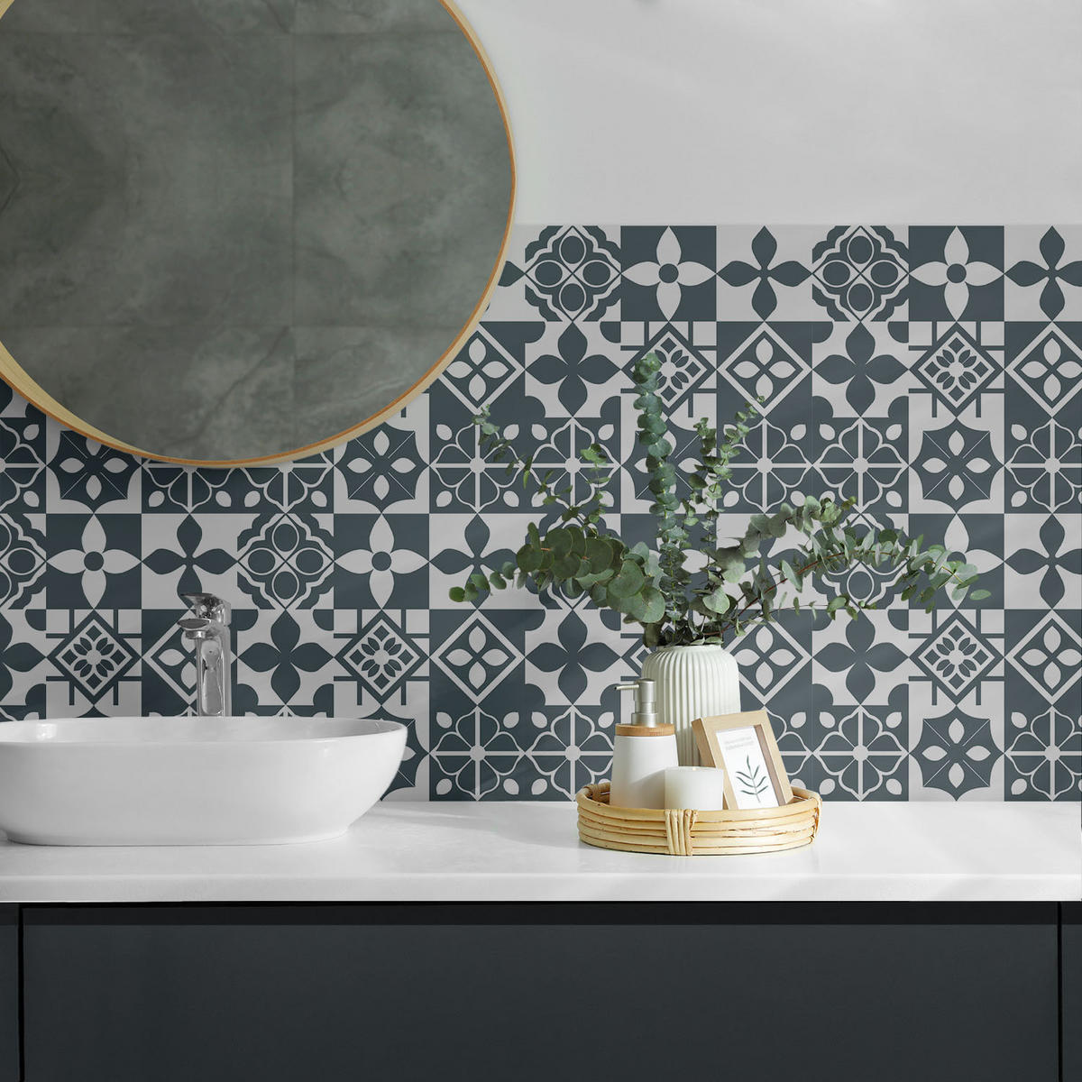 WANDPANEEL 9 Stück 30x30 cm selbstklebend Morenta - Weiß, Kunststoff (30/1.6/30cm) - Wallfluent