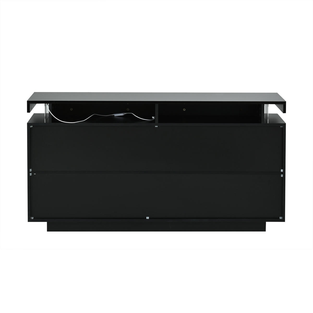 SIDEBOARD LED Hochglanz 2 Türen 3 Schubladen Schwarz 140cm modern - Schwarz, Holzwerkstoff (38/72/140cm) - FLIEKS