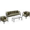 GARTENMÖBELSET RAMBE 4-tlg. 1x Tisch 2x Sessel 1x Sofa 3-Sitzer, mit Auflage, Stahlrahmen, LOFT-STIL, Anthrazit/Beige - Dunkelgrau/Beige, Textil/Metall - KONSIMO®