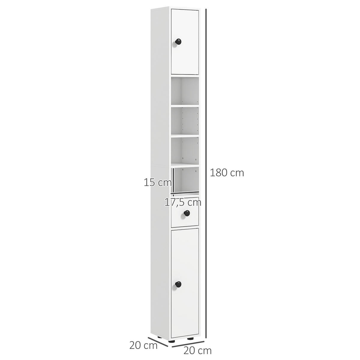 HOCHSCHRANK DE-12389 20/20/180 cm Weiß - Weiß, Holzwerkstoff (20/180/20cm) - ComfortXL