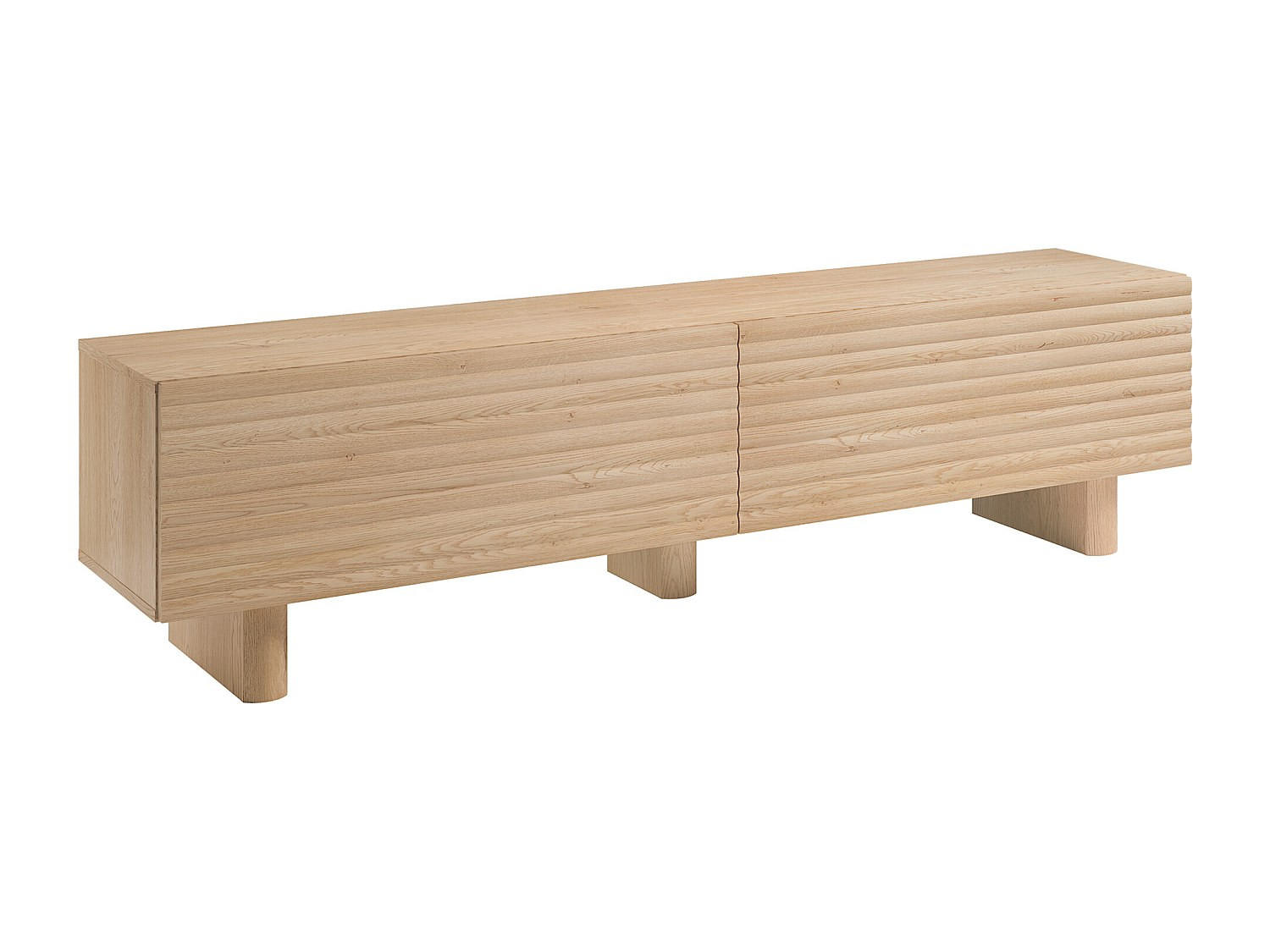 TV-MÖBEL mit 2 Türen - MDF - 180 cm - Holzfarben - LUDIMA - Naturfarben, Holz (180/46.1/36.8cm) - Vente-Unique