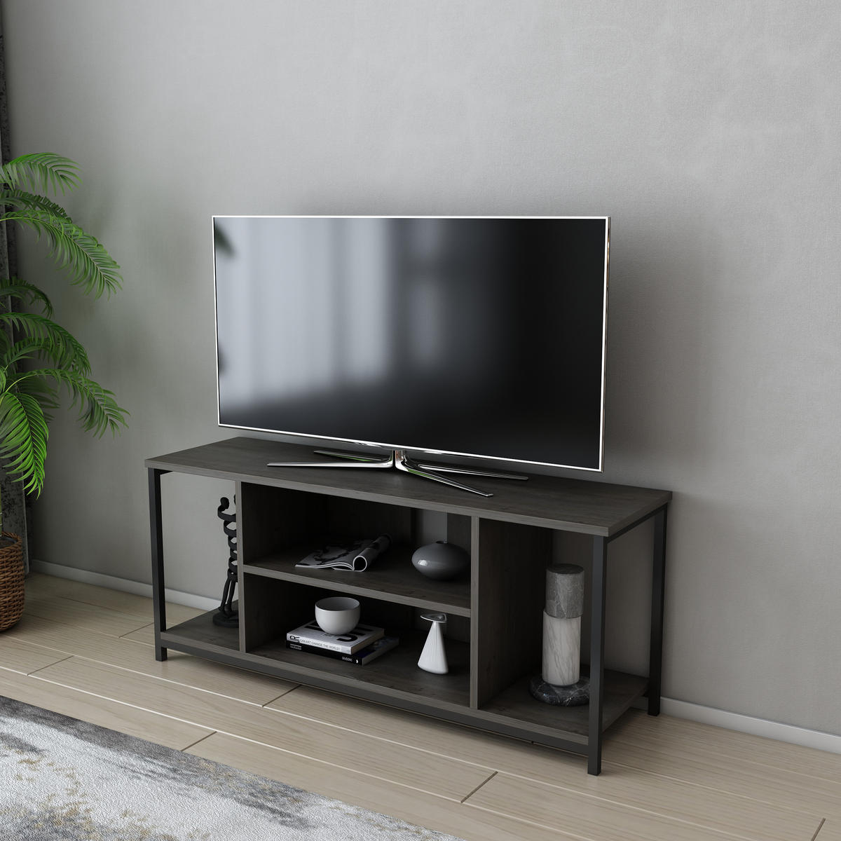 TV-ELEMENT Rinaldo Schwarz-Wenge - Wengefarben, Holzwerkstoff (120/51/35cm) - Decorotika