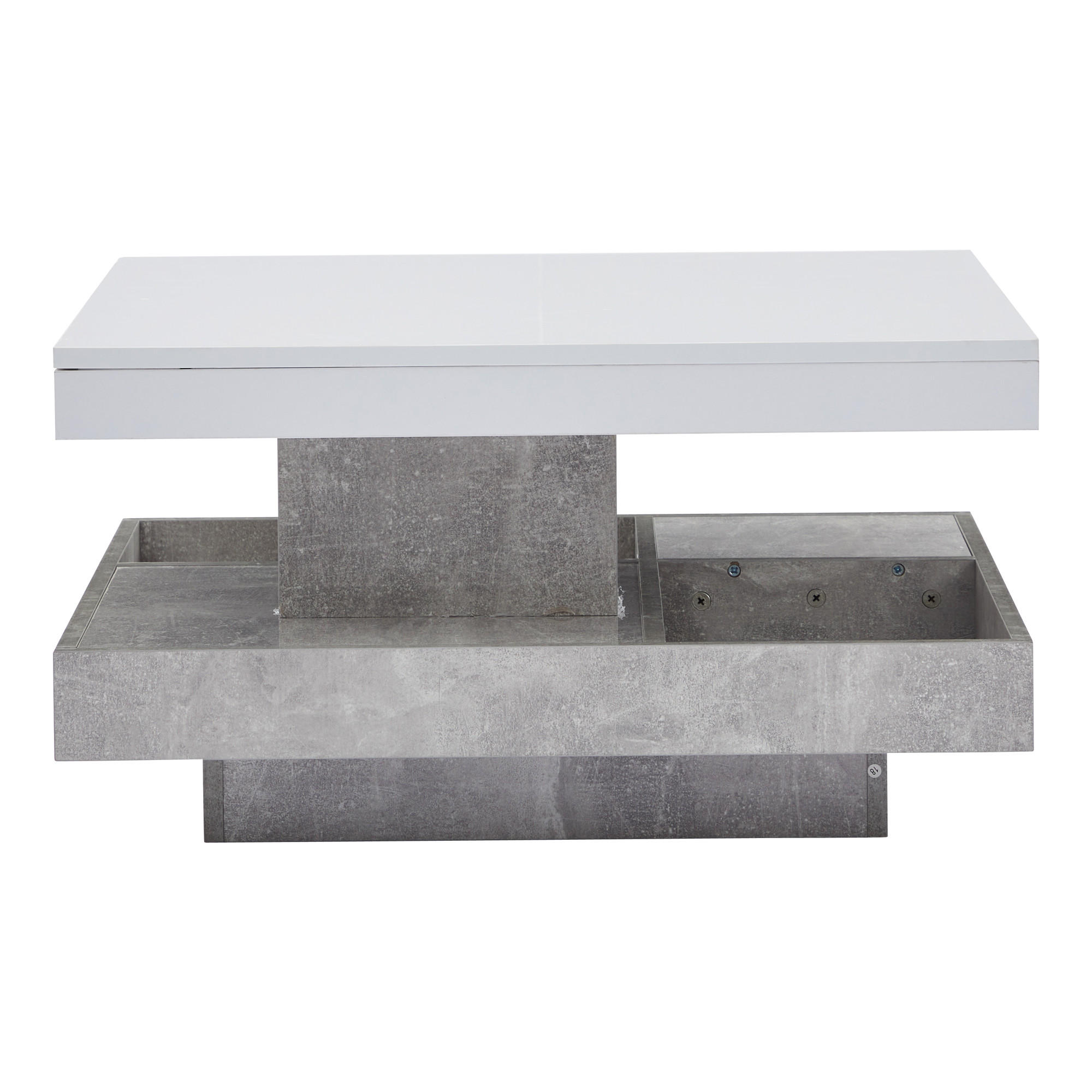 COUCHTISCH Weiß/Marmoroptik 70/70/36 cm drehbar - Weiß, Holzwerkstoff (70/70/36cm) - PANGIVO