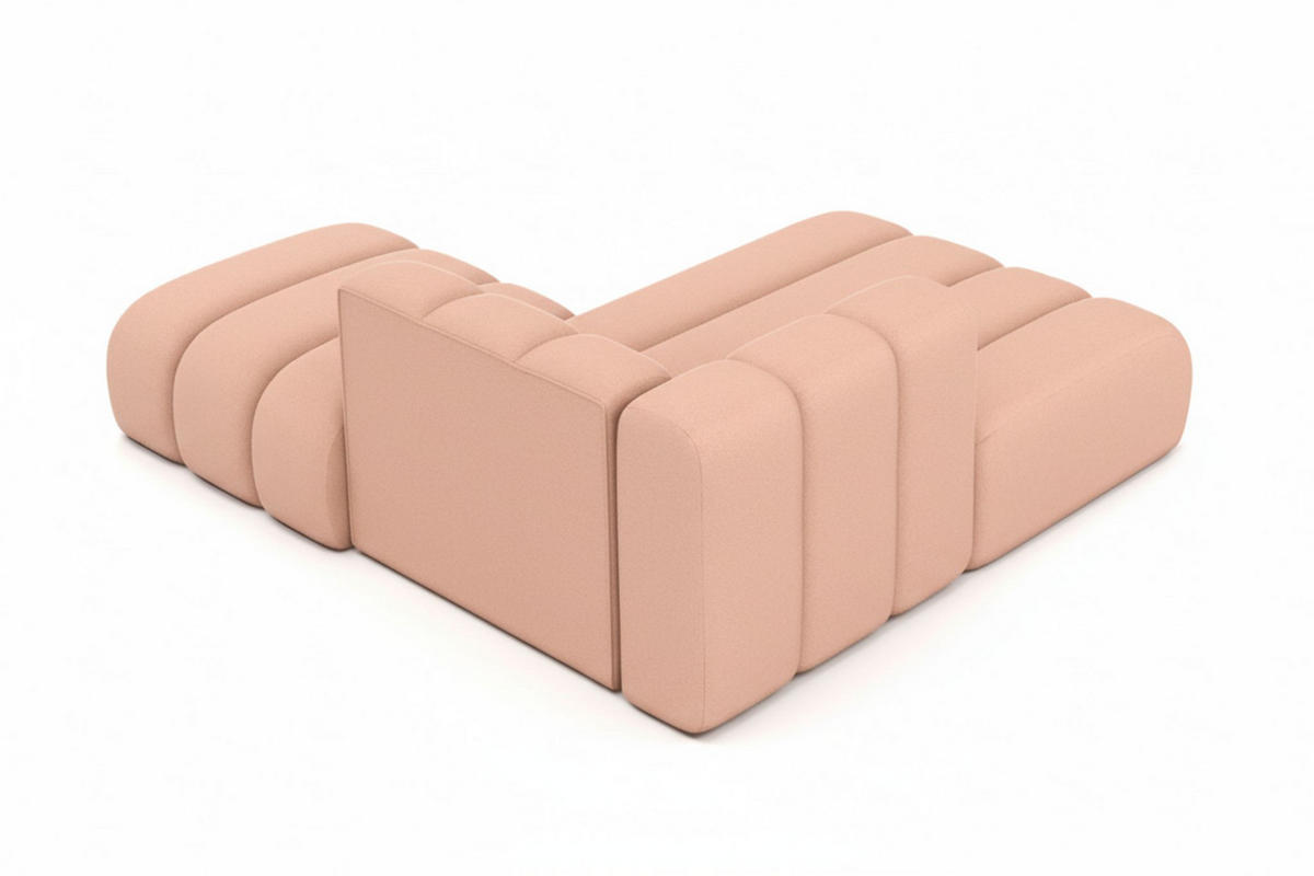 CHAISELONGUE Mit Hocker Grand, Veloursstoff Salvador, Rosa, Rechts - Rosa, Holz (204/179cm) - Kaiser Möbel