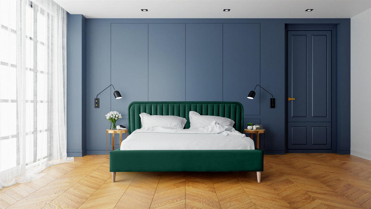 POLSTERBETT Miami In Monolith Kompl. - Grün, Holzwerkstoff/Textil (160/200cm) - Fun Möbel