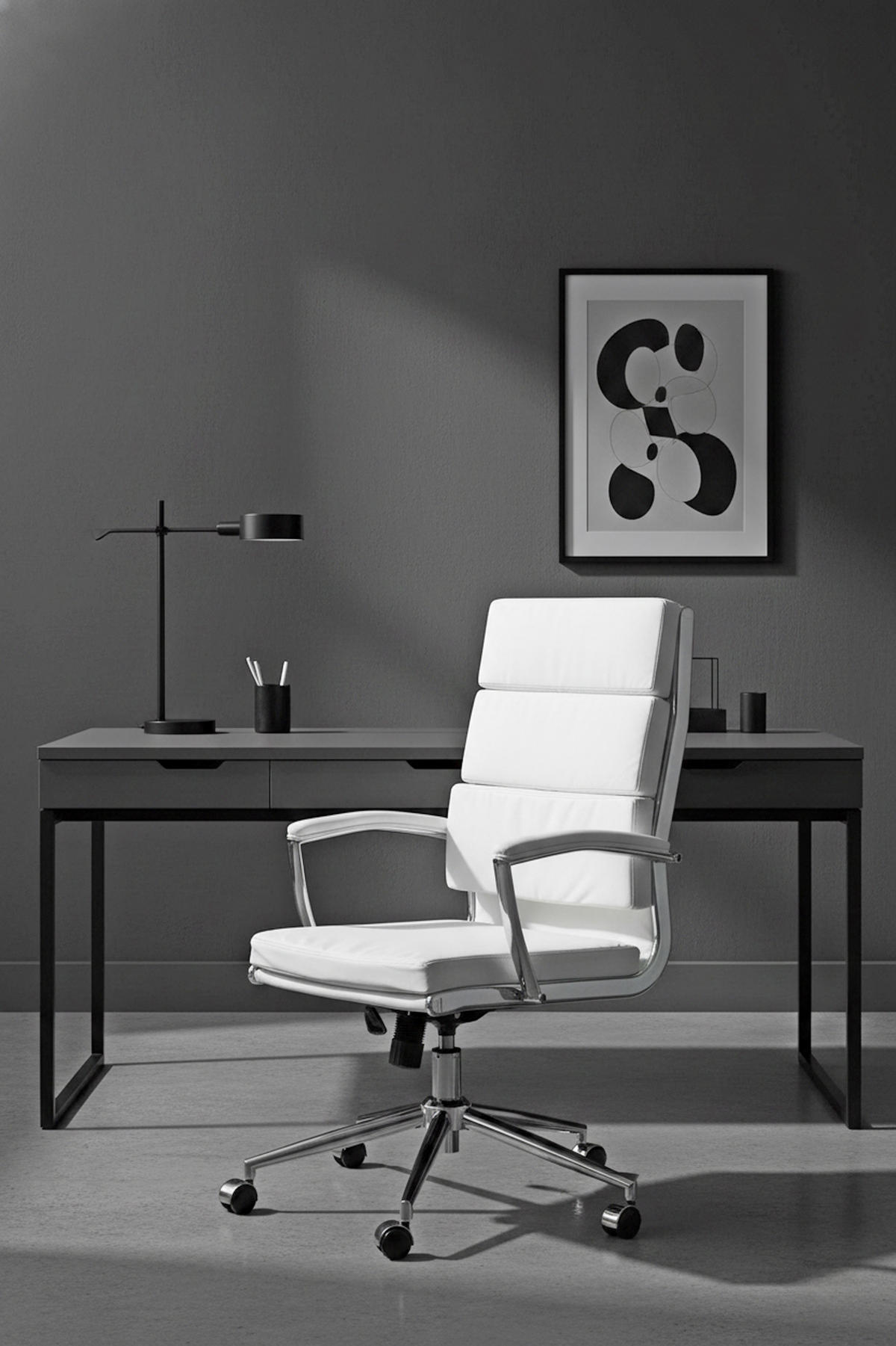 BÜROSTUHL Cyron Kunstleder weiß - Chromfarben/Weiß, Metall (61/115/65cm) - TPFLiving