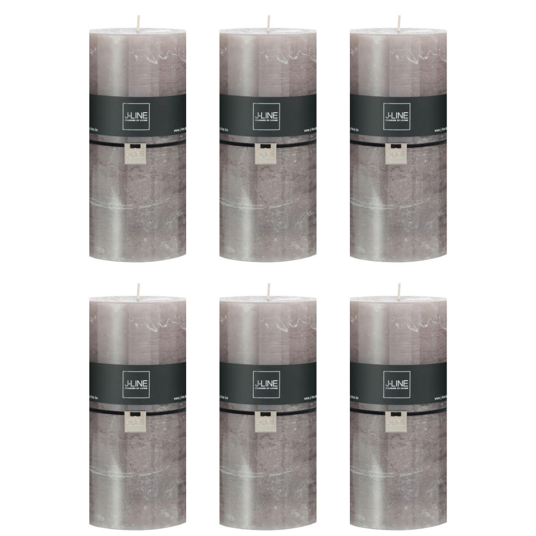 DUFTKERZE ZART - Braun - XXL - 150 Std. - 6er set - Greige, Paraffin (10/20cm) - J-Line