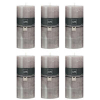 DUFTKERZE ZART - Braun - XXL - 150 Std. - 6er set - Greige, Paraffin (10/20cm) - J-Line