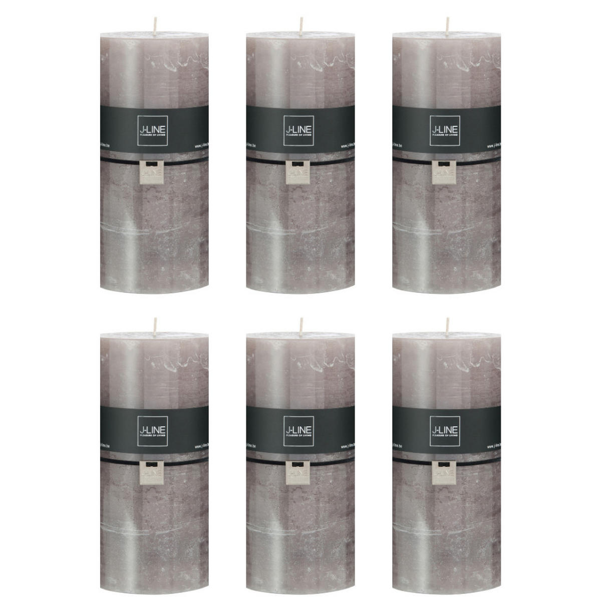 DUFTKERZE ZART - Braun - XXL - 150 Std. - 6er set - Greige, Paraffin (10/20cm) - J-Line
