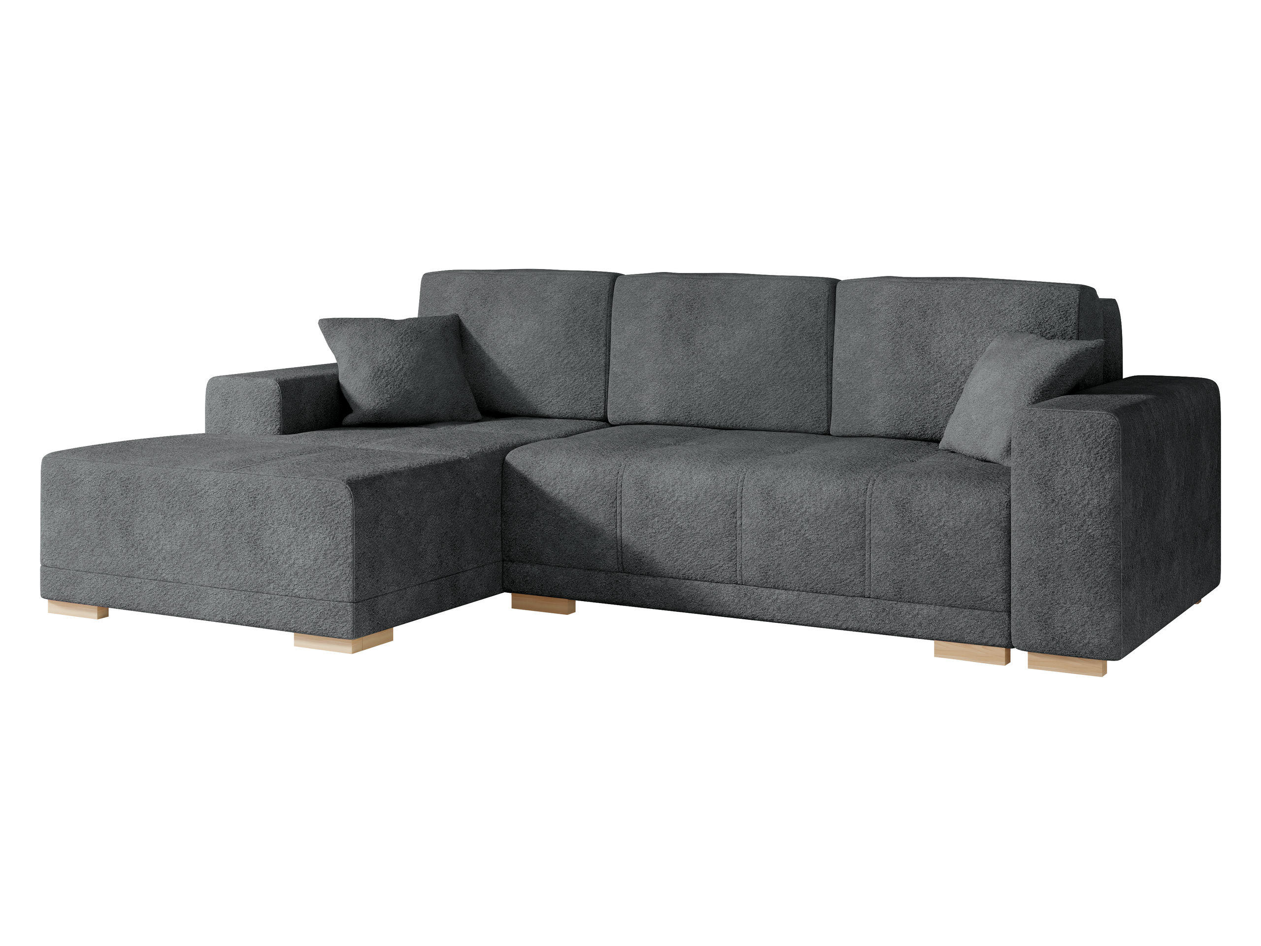 ECKSCHLAFSOFA Bello, Seite: Links - Dunkelgrau/Naturfarben, Holz/Textil (240/140cm) - MIRJAN24
