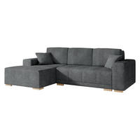 ECKSCHLAFSOFA Bello, Seite: Links - Dunkelgrau/Naturfarben, Holz/Textil (240/140cm) - MIRJAN24