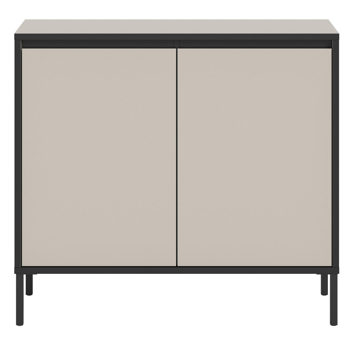 KOMMODE Sand / Kaschmit mit Schwarz, 2-türiges Sideboard mit 4 Fächern 92 x 83 cm - Sandfarben/Kaschmir, Holzwerkstoff/Metall (83/83/38cm) - Inn.Furn