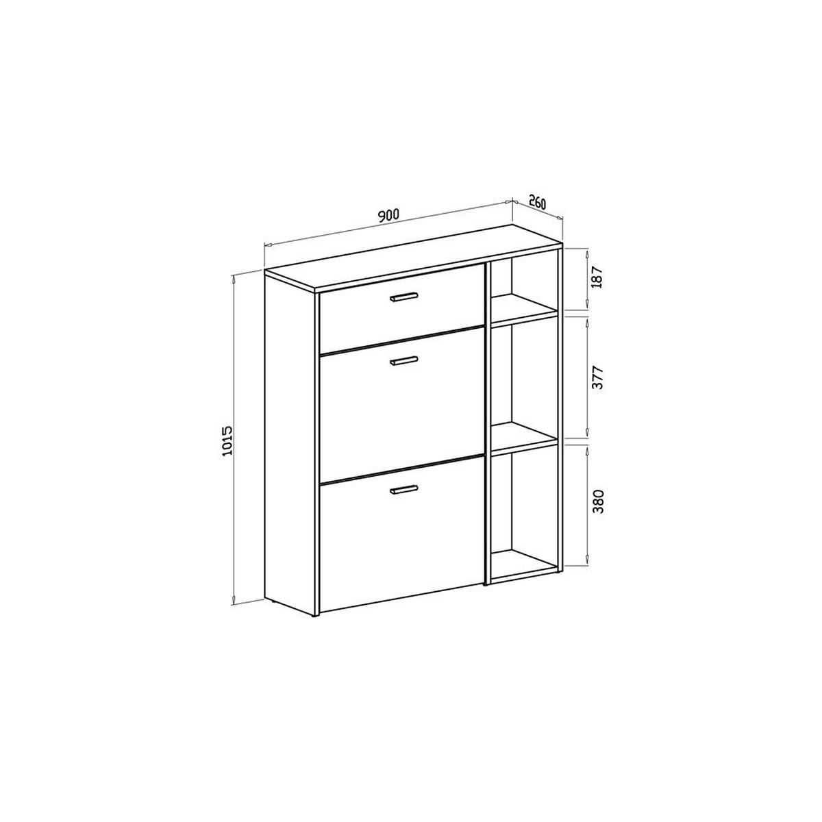 SCHUHREGAL Anthrazitgrau, eiche, 90/26/102cm - Anthrazit, Holzwerkstoff (90/102/26cm) - Skraut Home
