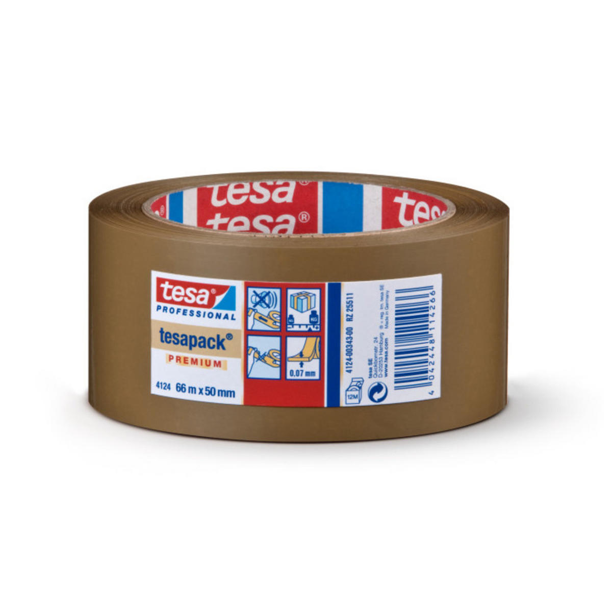 PACKBAND 4124, PVC, 66 m x 50 mm, braun - Braun, Kunststoff (111/111/50cm) - tesa