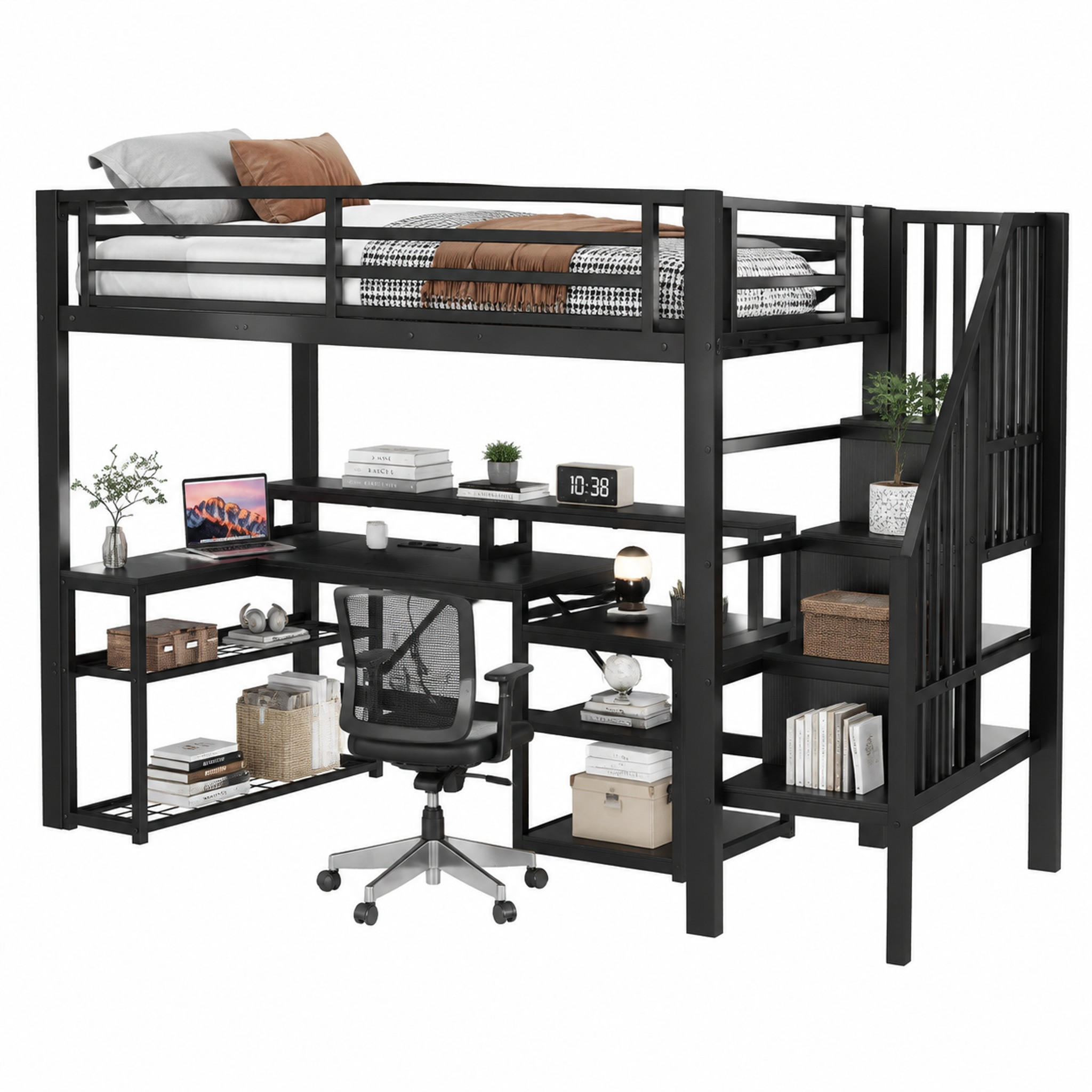 Meubliv Hochbett Schwarz 90x200 cm
