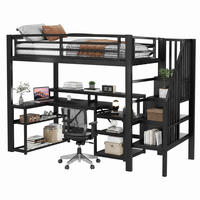 HOCHBETT mit Schreibtisch 90x200 cm Metall MDF Schwarz - Schwarz, Metall (90/200cm) - Meubliv