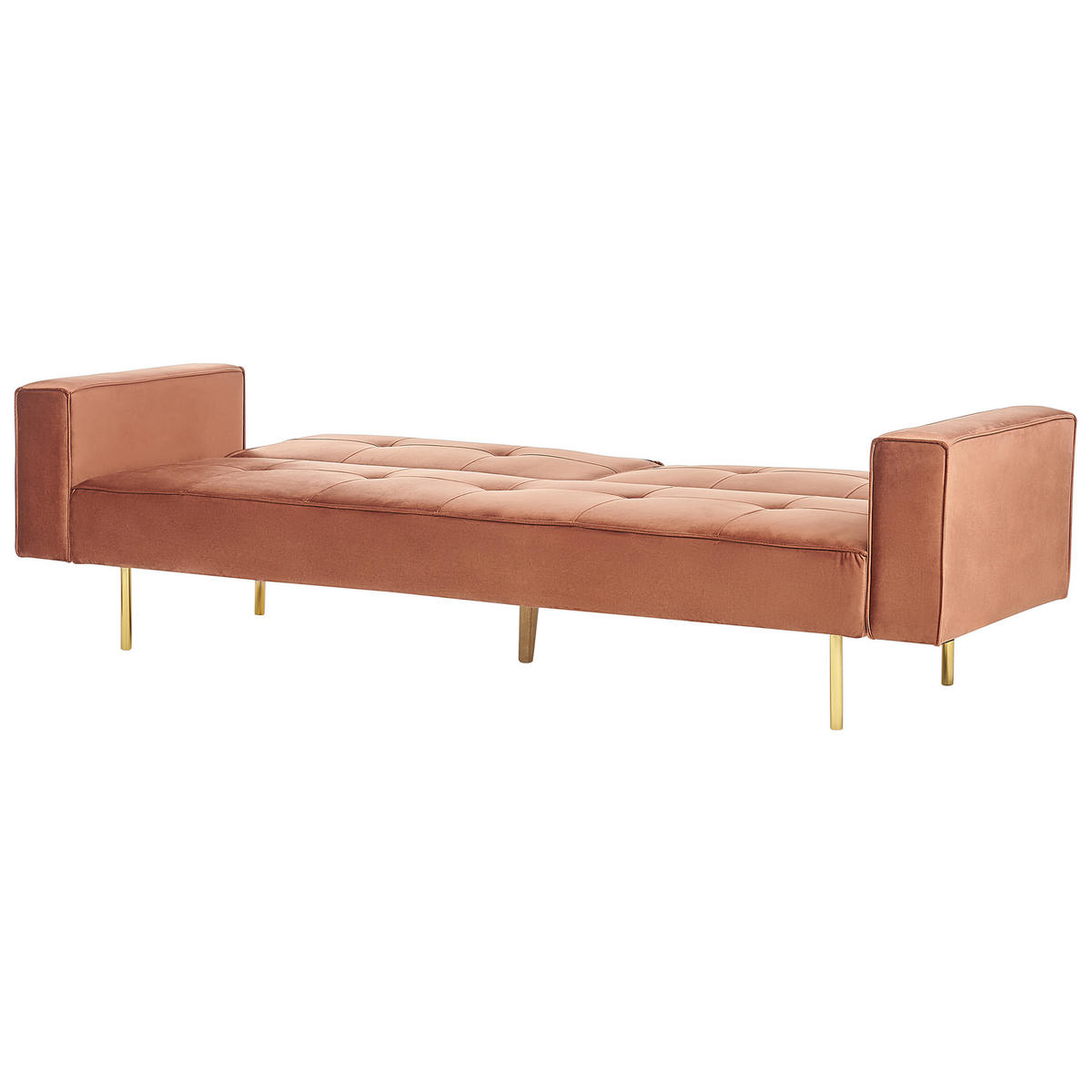 3-SITZER-SCHLAFSOFA Samtstoff goldbraun Visnes - Goldfarben/Braun, Textil (218/80/81cm) - Beliani