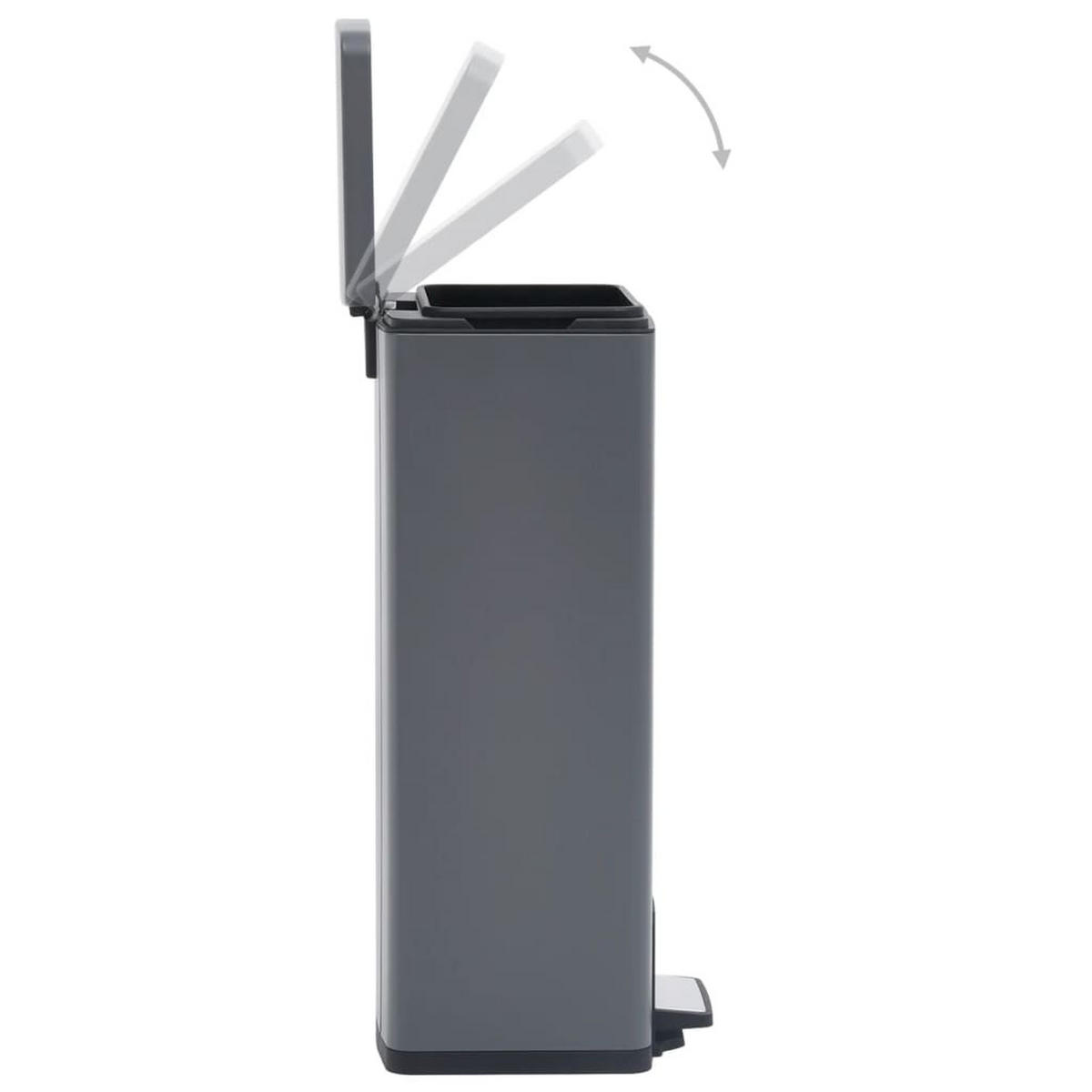 MÜLLEIMER mit Fußpedal 30L Stahl Grau - Grau, Metall (31/71/31cm) - DELUKE