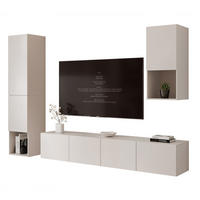 WOHNWAND ANGEL LINE III 3-teilig, mit LED-Beleuchtung, Kaschmir - Kaschmir, Holzwerkstoff (240/216/40cm) - Idohome