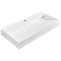 HÄNGEWASCHBECKEN Weiß 90/46 cm Mineralguss Quenko - Weiß, Naturmaterialien (90/12/46cm) - Beliani