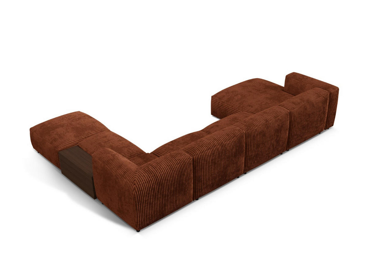 PANORAMASOFA modular rechts Martina aus Cord ziegelrot 5 Sitzplätze - Orange, Textil (406/75/280cm) - Micadoni