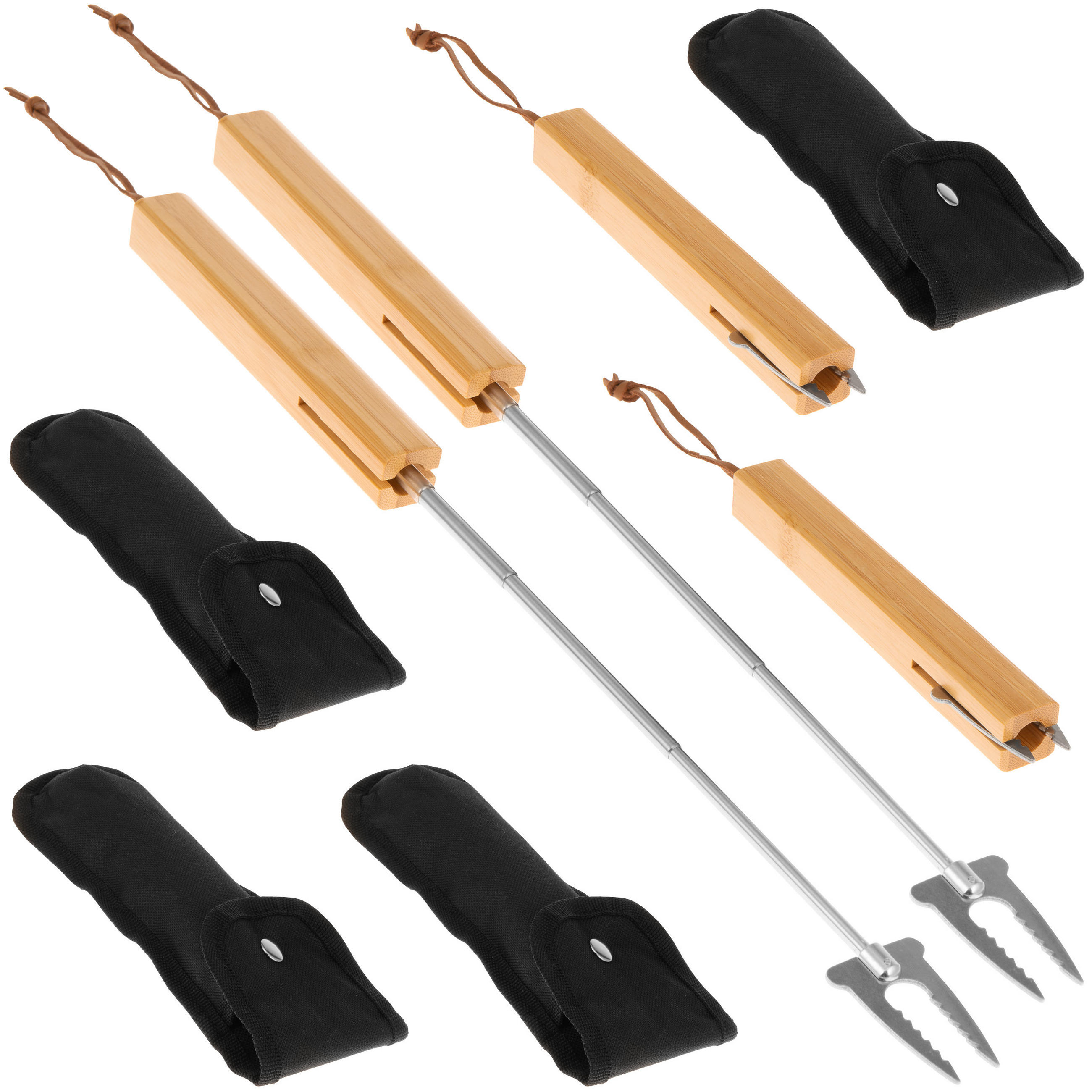 TELESKOP-GRILLGABEL 4er-Set, Edelstahl - Edelstahlfarben, Metall (8cm) - bremermann