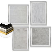 WANDBILDER 4er Set - 50x50 cm & 40x60 cm Silberner Rahmen - Sandmuster geometrische Strukturen - Silberfarben, Kunststoff (50/50cm) - ArtPrintCave