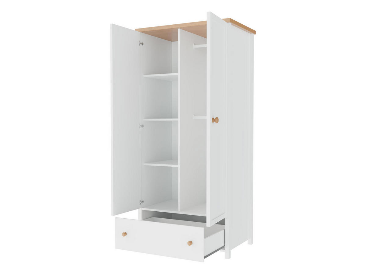 DREHTÜRENSCHRANK Story 2D1S SO12 - Eichefarben/Weiß, Holzwerkstoff/Kunststoff (85/187/52cm) - MIRJAN24