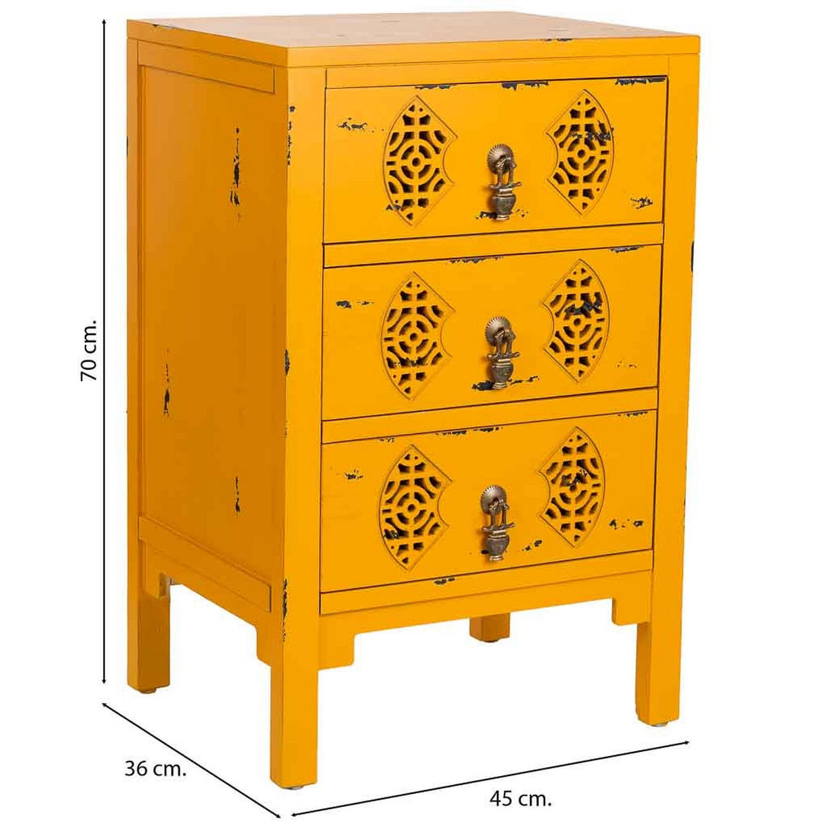 NACHTTISCH aus Holz, gelb, 45x36x70cm - Gelb, Holz (45/70/36cm) - Wanderlust