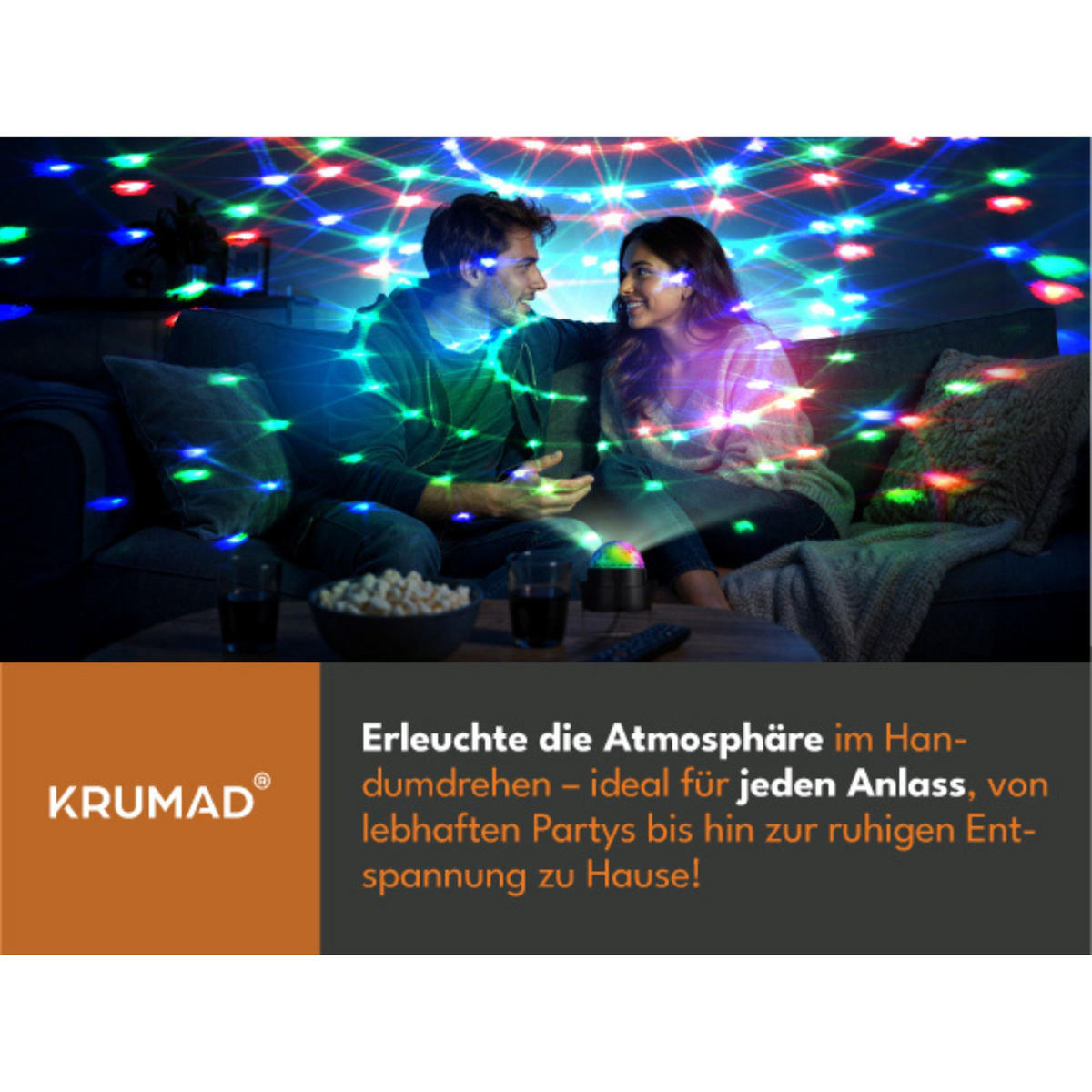 DISCOKUGEL Kinder, Lichteffekte - Schwarz, Kunststoff (10/8/8cm) - KRUMAD