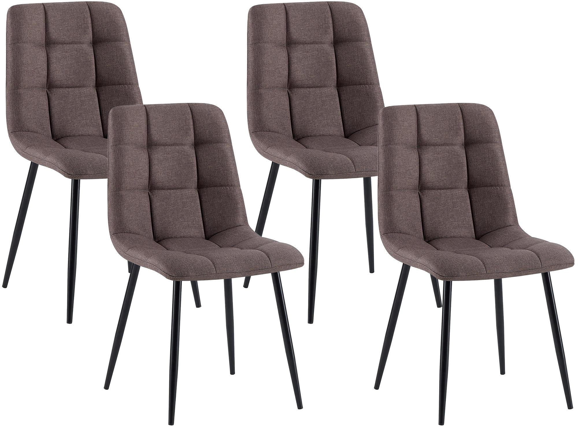 STUHL 4er Set Stoff Braun - Schwarz/Braun, Textil/Metall (45/84/55cm) - CLP