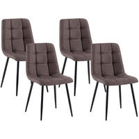 STUHL 4er Set Stoff Braun - Schwarz/Braun, Textil/Metall (45/84/55cm) - CLP