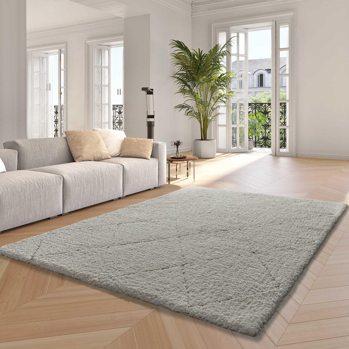HOCHFLORTEPPICH Weiß Atesa 120/170 cm - Weiß, Naturmaterialien/Textil (120/170cm) - Atticgo