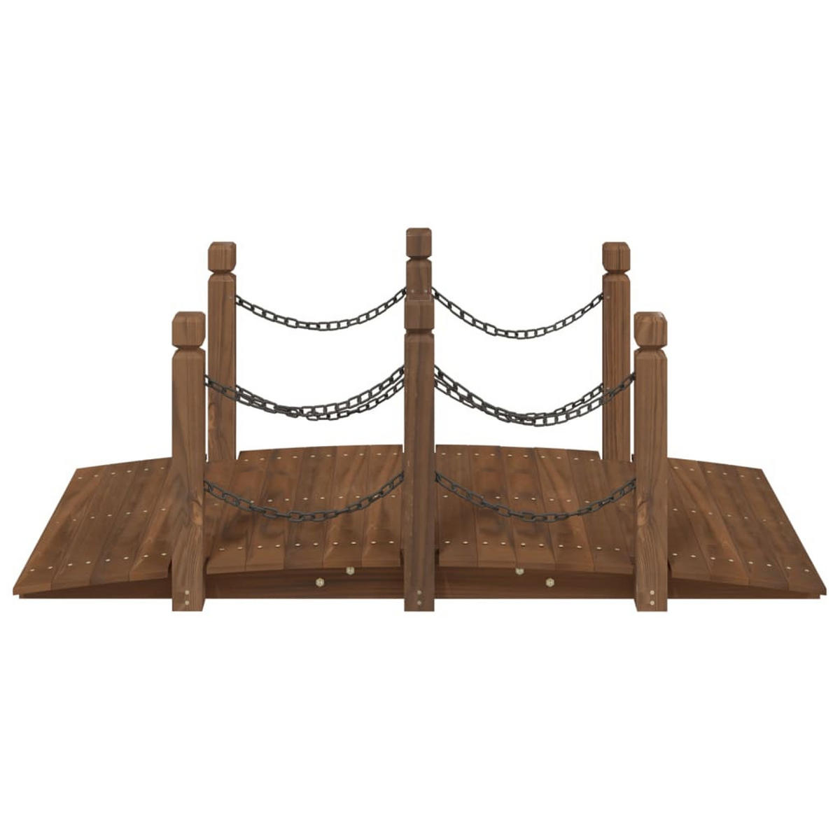 HOLZBRÜCKE mit Kettengeländer ROBBI Braun | 150x67x56cm | Gartenbrücke mit Geländer - Braun, Holz (67/150/56cm) - DELUKE