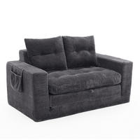 SOFA ausziehbar 2-Sitzer mit Seitentaschen Cord Dunkelgrau - Dunkelgrau, Kunststoff (140/67/85cm) - Meubliv