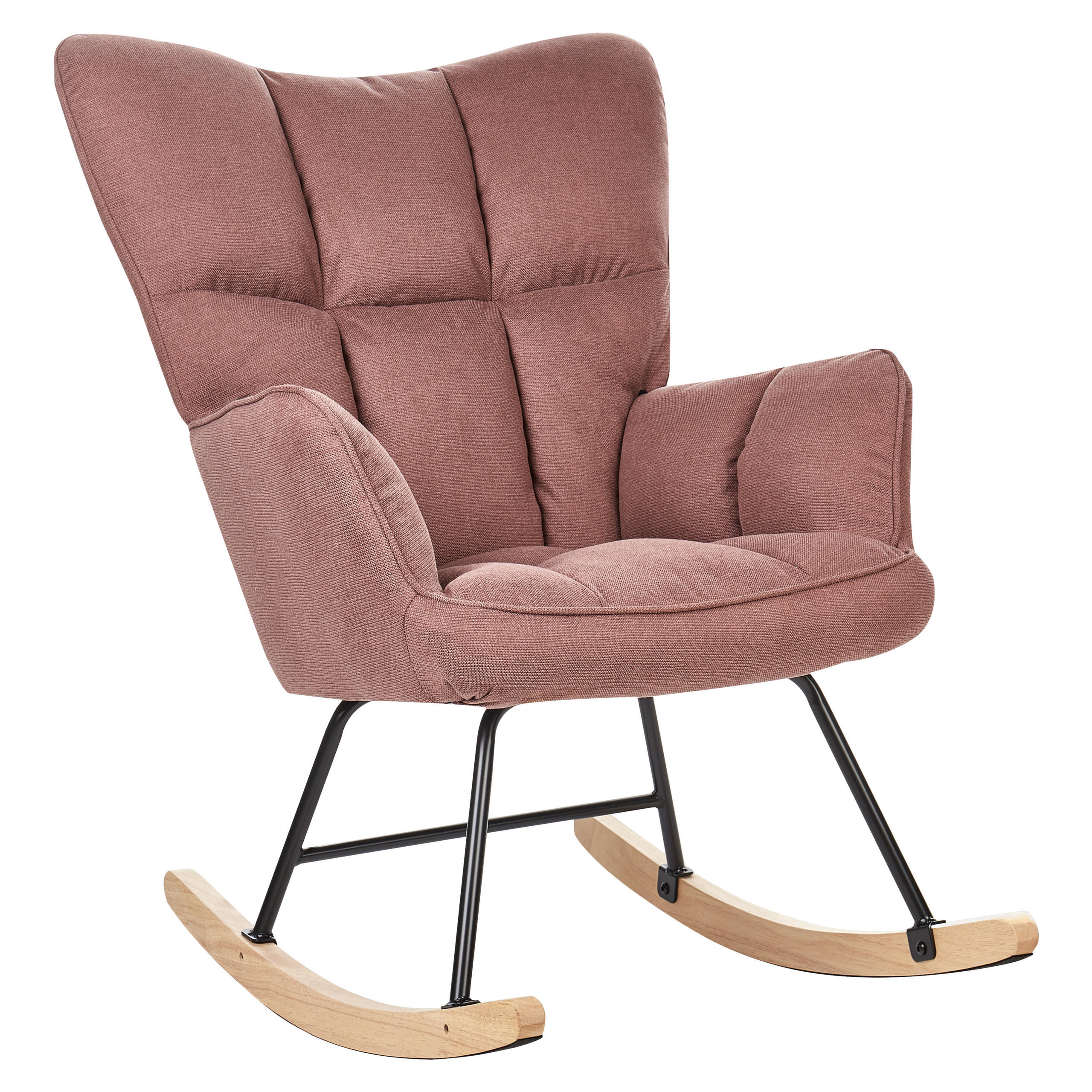 SCHAUKELSESSEL Rosa Oulu - Hellbraun/Pink, Textil (71/104/83cm) - Beliani