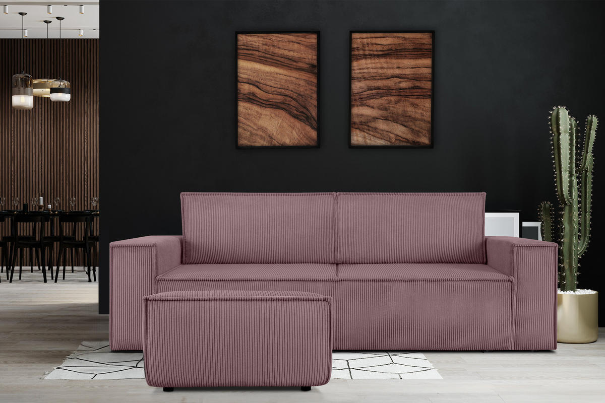 SITZPOUF NAPI gefederte Sitzfläche, hellviolett - Violett/Schwarz, Textil (83/45/83cm) - KONSIMO®